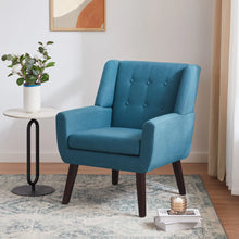 Load image into Gallery viewer, HUIMO Accent Chair, Button Tufted Upholstered Living Room Chairs, Mid Century Modern Comfy Reading Chairs for Bedroom, Living Room, Beige