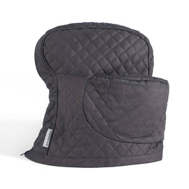 KitchenAid Fitted Tilt - Head Solid Stand Mixer Cover with Storage Pocket, Quilted 100% Cotton, Charcoal Grey, 14.4