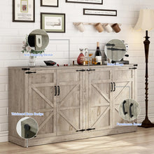 Load image into Gallery viewer, 71" Tall Farmhouse Kitchen Pantry Cabinet, 5 Layers Storage Cabinet with Adjustable Shelves, Farmhouse Pantry Cabinet with 4 Barn Doors