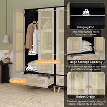 Load image into Gallery viewer, GOMYHOME Accent Cabinet with Rattan Doors &amp; Drawer, Modern Storage Armoire for Living Room, Bedroom, Natural Wood Finish