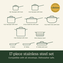 Load image into Gallery viewer, Cuisinart Chefs Classic 17 Piece Stainless Steel Cookware Set