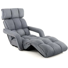 Load image into Gallery viewer, 6 - Position Adjustable Floor Sofa Bed, Folding Lazy Sofa Chaise Lounger Recliner with Armrests &amp; Footrests for Living Room, Bedroom &amp; Gaming