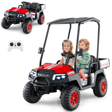 Load image into Gallery viewer, 24V 4WD 2-Seater Kids Golf Cart with Sun Shade, Storage Trunk &amp; Remote Control, LED Lights, Electric Ride on Toy Car for Boys Girls Ages 3+