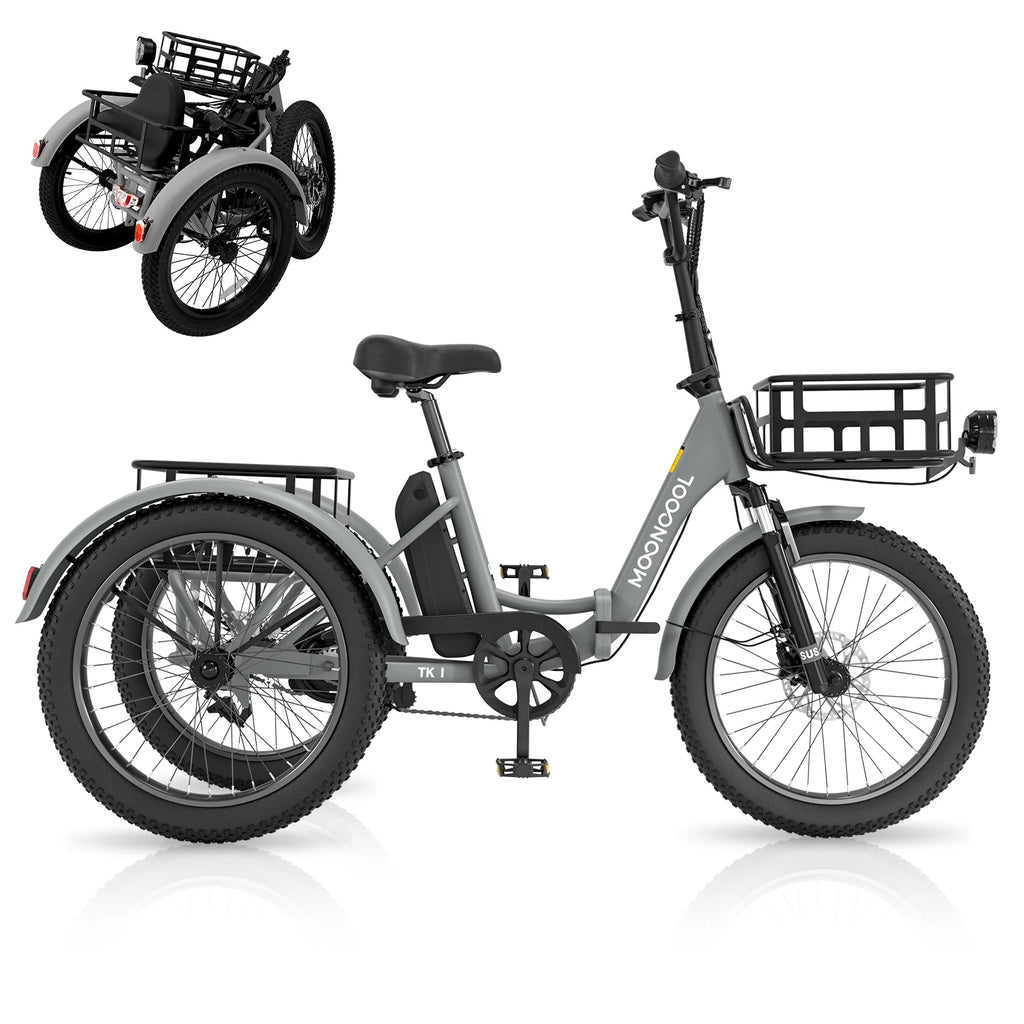ABORON 3.0 Fat Tire Electric Trike for Senior Foldable E - Bike, 500W Motorized Tricycle Adult 20" Folding 3 Wheel Electric Commute Bike Trike W/48V