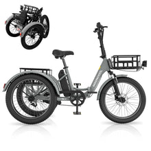 Load image into Gallery viewer, ABORON 3.0 Fat Tire Electric Trike for Senior Foldable E - Bike, 500W Motorized Tricycle Adult 20" Folding 3 Wheel Electric Commute Bike Trike W/48V
