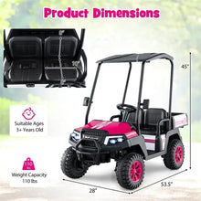 Load image into Gallery viewer, 24V 4WD 2-Seater Kids Golf Cart with Sun Shade, Storage Trunk &amp; Remote Control, LED Lights, Electric Ride on Toy Car for Boys Girls Ages 3+