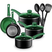 Load image into Gallery viewer, Chef's Star Pots and Pans Set Kitchen Cookware Sets Nonstick Aluminum Cooking Essentials 11 Pieces Green