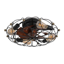 Load image into Gallery viewer, Industrial Cage Ceiling Fan - Low - Profile 7 - Blade Fan with Remote &amp; Light - Modern Rustic Cooling for Small Spaces
