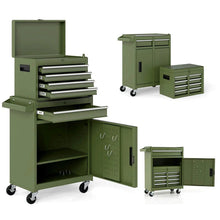 Load image into Gallery viewer, 2 - in - 1 Rolling Tool Chest, 5-Drawer Tool Storage Cabinet with Wheels, Adjustable Shelf, Tool Box Organizer for Garage Warehouse Workshop