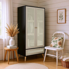 Load image into Gallery viewer, GOMYHOME Accent Cabinet with Rattan Doors &amp; Drawer, Modern Storage Armoire for Living Room, Bedroom, Natural Wood Finish