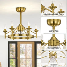 Load image into Gallery viewer, Maxax Candlestick Ceiling Fan with Light, 21" White Vintage Ceiling Fan with Remote Control, 6 Speeds Reversible Timing Ceiling Fan