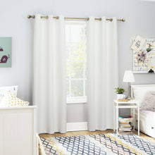 Load image into Gallery viewer, Sun Zero Accents - Sun Zero Blackout Grommet Curtain Panels White Textured 40x 84 New Open - Color: Cream/White - Size: 40 x 84 - 1puddlejumper's