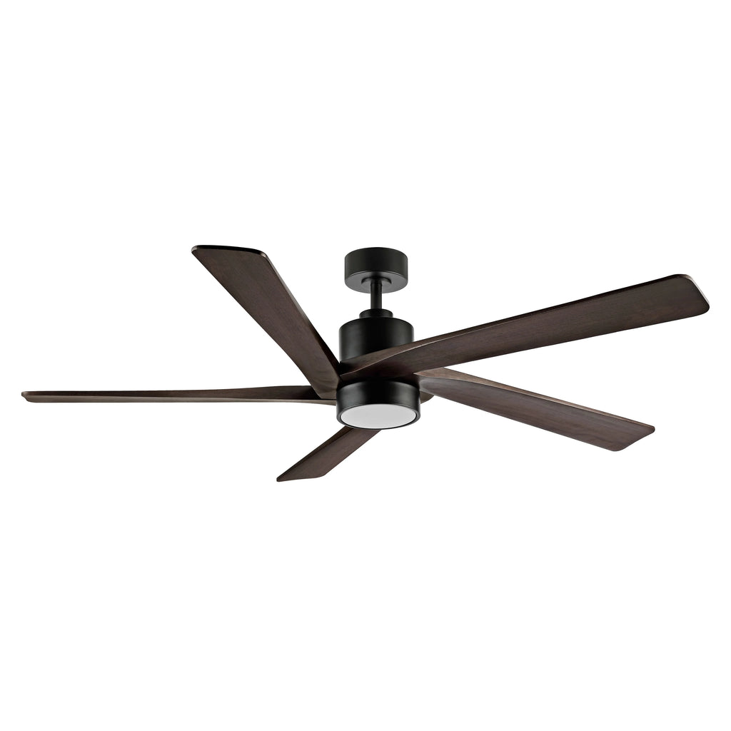 WINGBO 54 DC Ceiling Fan with Lights and Remote Control, 5 Reversible Carved Wood Blades Brass/Black