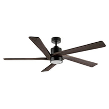 Load image into Gallery viewer, WINGBO 54 DC Ceiling Fan with Lights and Remote Control, 5 Reversible Carved Wood Blades Brass/Black