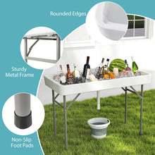 Load image into Gallery viewer, Costway 4 Foot Ice Cooler Folding Table Outdoor Portable Ice Bin Table with Large Sink