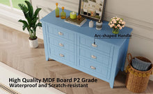 Load image into Gallery viewer, 6 Drawer Dresser, Light Blue Elegant Chest of Drawers, Large Cabinet with Storage, Rustic Wood Chest of Drawers for Bedroom, Living Room, Hallway