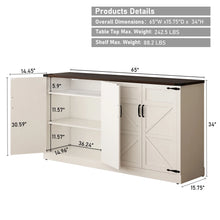 Load image into Gallery viewer, 71" Tall Farmhouse Kitchen Pantry Cabinet, 5 Layers Storage Cabinet with Adjustable Shelves, Farmhouse Pantry Cabinet with 4 Barn Doors