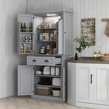 Load image into Gallery viewer, Spaco 17-Tier Kitchen Small Pantry Cabinet with 2 Doors and 6 Adjustable Shelves, Cabinet Pantry, Freestanding 5-Tier Shelving Pantries