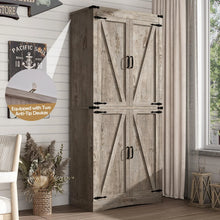 Load image into Gallery viewer, 71" Tall Farmhouse Kitchen Pantry Cabinet, 5 Layers Storage Cabinet with Adjustable Shelves, Farmhouse Pantry Cabinet with 4 Barn Doors