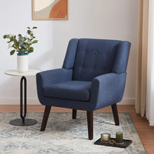 Load image into Gallery viewer, HUIMO Accent Chair, Button Tufted Upholstered Living Room Chairs, Mid Century Modern Comfy Reading Chairs for Bedroom, Living Room, Beige