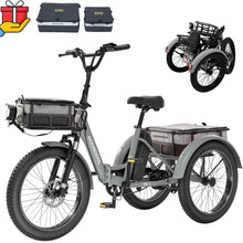 Load image into Gallery viewer, ABORON 3.0 Fat Tire Electric Trike for Senior Foldable E - Bike, 500W Motorized Tricycle Adult 20" Folding 3 Wheel Electric Commute Bike Trike W/48V