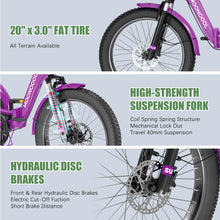 Load image into Gallery viewer, ABORON 3.0 Fat Tire Electric Trike for Senior Foldable E - Bike, 500W Motorized Tricycle Adult 20" Folding 3 Wheel Electric Commute Bike Trike W/48V