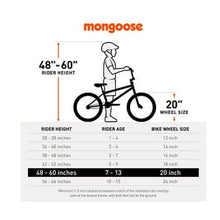 Load image into Gallery viewer, Mongoose Rebel X1 BMX Bike, 20 - In. Wheels, Kids Ages 7 - 14 Years, Gray Child Bicycle