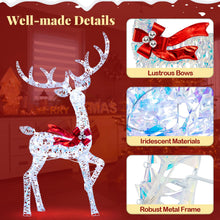 Load image into Gallery viewer, Tangkula 3-Piece Christmas Lighted Iridescent Reindeer Family Set with 215 Cold White LED Lights and Ground Stakes