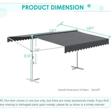 Load image into Gallery viewer, AECOJOY Free Standing Retractable Awning, 10'x10' Dual Side Patio Awnings Outdoor Manual Sun Shade Shelter, Dark Grey