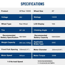 Load image into Gallery viewer, Ktaxon 48V 1000W Electric Bicycle Motor Kit, 26" Front Wheel E - Bike Conversion Kit W/ LCD Display (without Battery)