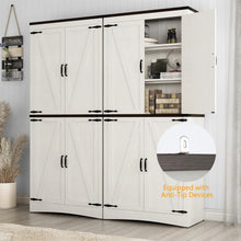 Load image into Gallery viewer, 71" Tall Farmhouse Kitchen Pantry Cabinet, 5 Layers Storage Cabinet with Adjustable Shelves, Farmhouse Pantry Cabinet with 4 Barn Doors