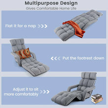 Load image into Gallery viewer, 6 - Position Adjustable Floor Sofa Bed, Folding Lazy Sofa Chaise Lounger Recliner with Armrests &amp; Footrests for Living Room, Bedroom &amp; Gaming