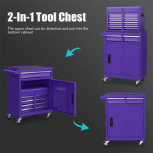Load image into Gallery viewer, 2 - in - 1 Rolling Tool Chest, 5-Drawer Tool Storage Cabinet with Wheels, Adjustable Shelf, Tool Box Organizer for Garage Warehouse Workshop