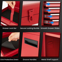 Load image into Gallery viewer, 2 - in - 1 Rolling Tool Chest, 5-Drawer Tool Storage Cabinet with Wheels, Adjustable Shelf, Tool Box Organizer for Garage Warehouse Workshop