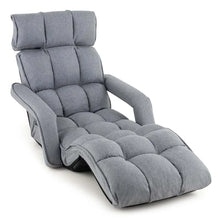 Load image into Gallery viewer, 6 - Position Adjustable Floor Sofa Bed, Folding Lazy Sofa Chaise Lounger Recliner with Armrests &amp; Footrests for Living Room, Bedroom &amp; Gaming