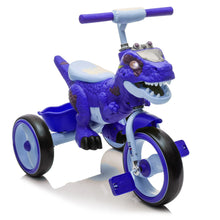 Load image into Gallery viewer, Xuanlur Kids Ride on Dinosaur Tricycle, Toddlers Kid Trike with Wide Flash Wheels, Anti - Slip Pedals, Rear Basket, Music &amp; LED Lights, Toddler Bike