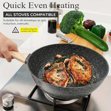 Load image into Gallery viewer, Non - Stick 12 POTS and Pans Set, Cookware Set, Including Frying Pan, Steamer, Silicone Spatula and Tongs - Granite Cooking Set (Black)