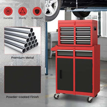 Load image into Gallery viewer, 2 - in - 1 Rolling Tool Chest, 5-Drawer Tool Storage Cabinet with Wheels, Adjustable Shelf, Tool Box Organizer for Garage Warehouse Workshop