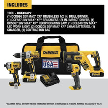 Load image into Gallery viewer, DEWALT 20V MAX XR Cordless Drill Combo Kit, 4 - Tool DCK494P2