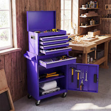 Load image into Gallery viewer, 2 - in - 1 Rolling Tool Chest, 5-Drawer Tool Storage Cabinet with Wheels, Adjustable Shelf, Tool Box Organizer for Garage Warehouse Workshop