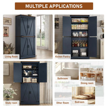 Load image into Gallery viewer, 71" Tall Farmhouse Kitchen Pantry Cabinet, 5 Layers Storage Cabinet with Adjustable Shelves, Farmhouse Pantry Cabinet with 4 Barn Doors
