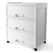 Load image into Gallery viewer, Mainstays 3 Drawer Wide Diamond Arctic White Plastic Storage Cart