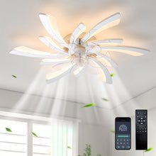 Load image into Gallery viewer, Garwarm Dimmable Ceiling Fan with Light and Remote Control, 27" Small Flush Mounted Ceiling Fan