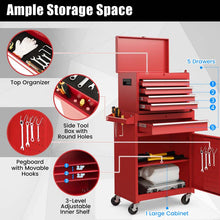 Load image into Gallery viewer, 2 - in - 1 Rolling Tool Chest, 5-Drawer Tool Storage Cabinet with Wheels, Adjustable Shelf, Tool Box Organizer for Garage Warehouse Workshop