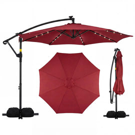 Tangkula 10ft Solar Patio Umbrella with Base Included