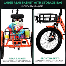 Load image into Gallery viewer, ABORON 3.0 Fat Tire Electric Trike for Senior Foldable E - Bike, 500W Motorized Tricycle Adult 20" Folding 3 Wheel Electric Commute Bike Trike W/48V