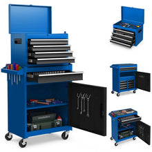 Load image into Gallery viewer, 2 - in - 1 Rolling Tool Chest, 5-Drawer Tool Storage Cabinet with Wheels, Adjustable Shelf, Tool Box Organizer for Garage Warehouse Workshop