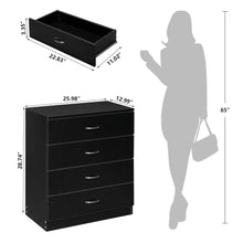 Load image into Gallery viewer, Segmart Black Chest of 4 Drawers, Wood Bedroom Furniture Chest Cabinet with Metal Handles for Kids Room