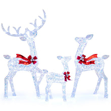 Load image into Gallery viewer, Tangkula 3-Piece Christmas Lighted Iridescent Reindeer Family Set with 215 Cold White LED Lights and Ground Stakes