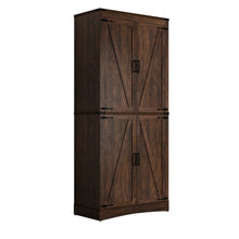 Load image into Gallery viewer, 71" Tall Farmhouse Kitchen Pantry Cabinet, 5 Layers Storage Cabinet with Adjustable Shelves, Farmhouse Pantry Cabinet with 4 Barn Doors